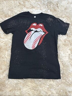 Women’s Black Graphic Baseball Rolling Stones Tee - size M